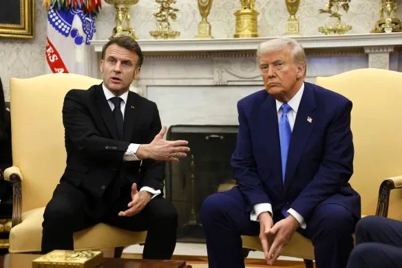 WATCH: Macron interrupts Trump to correct him about Ukraine funding